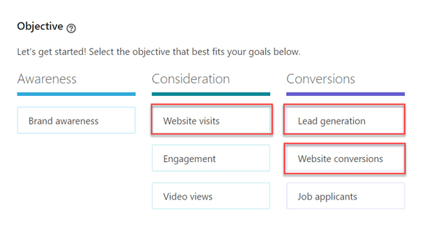 linkedin ads funnel consideration stage campaign objectives 