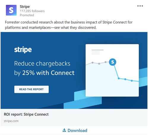 stripe linkedin ad promoting an industry study