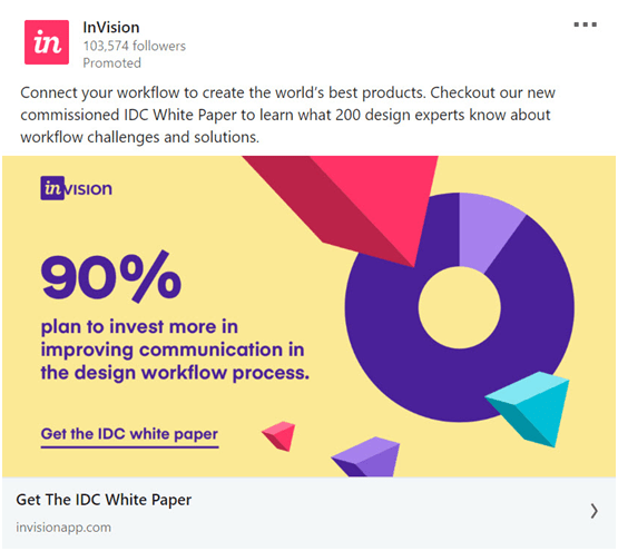 invision linkedin ad promoting a white paper