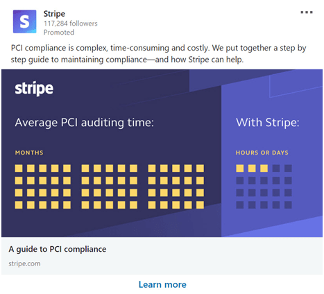 stripe linkedin ad promoting a free guide