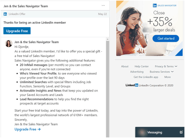 linkedin inmail ad
