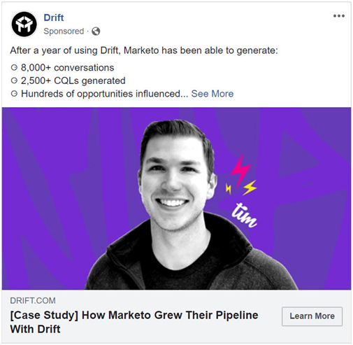 drift using social proof and case studies in linkedin ads