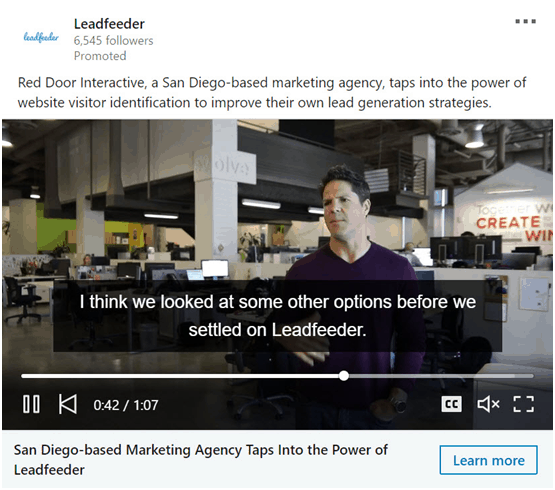 leadfeeder using social proof for the decision stage of the funnel