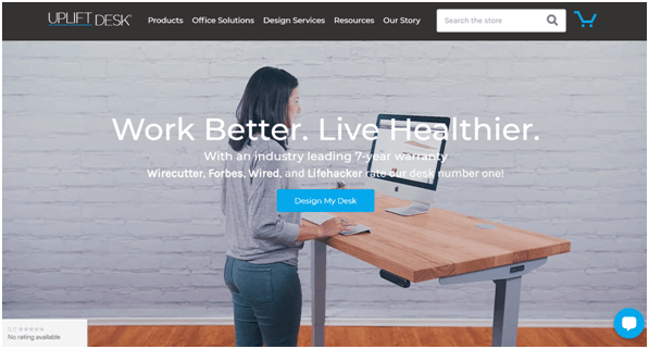 standing desk company homepage