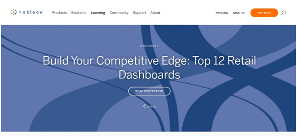 tebleau landing page for white paper