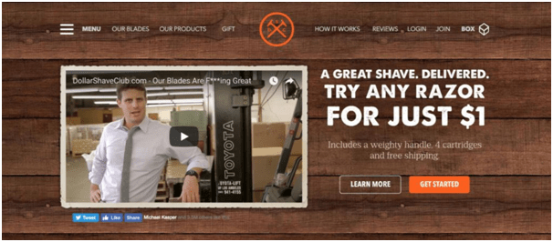 old Dollar Shave Club landing page design