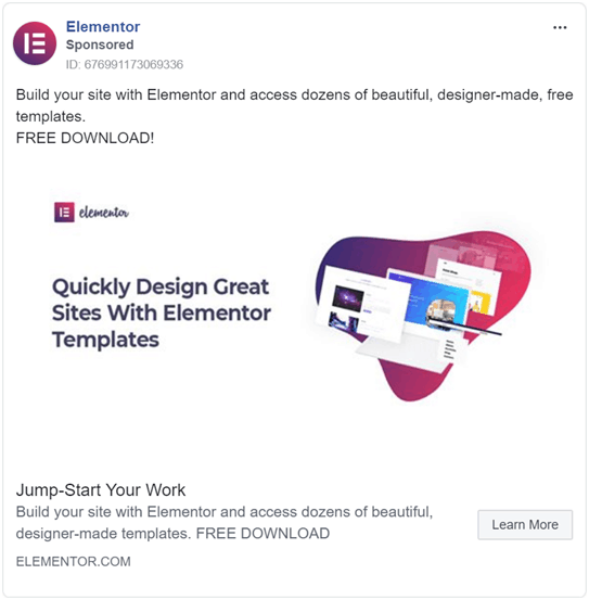 elementor facebook ad