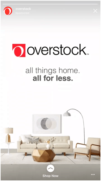 Example: Overstock story ad