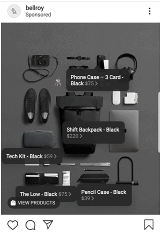 Example: Bellroy shopping post ad