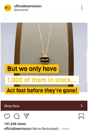 Example: Bee mission urgency trigger ad