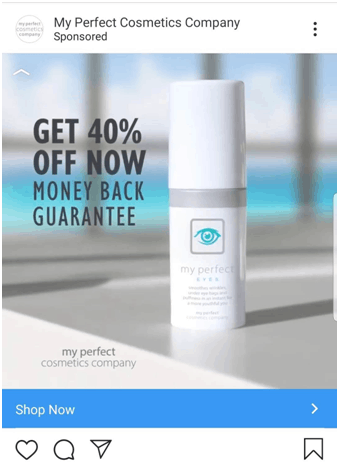 Example: My Perfect Cosmetics Company Money back guarantee ad