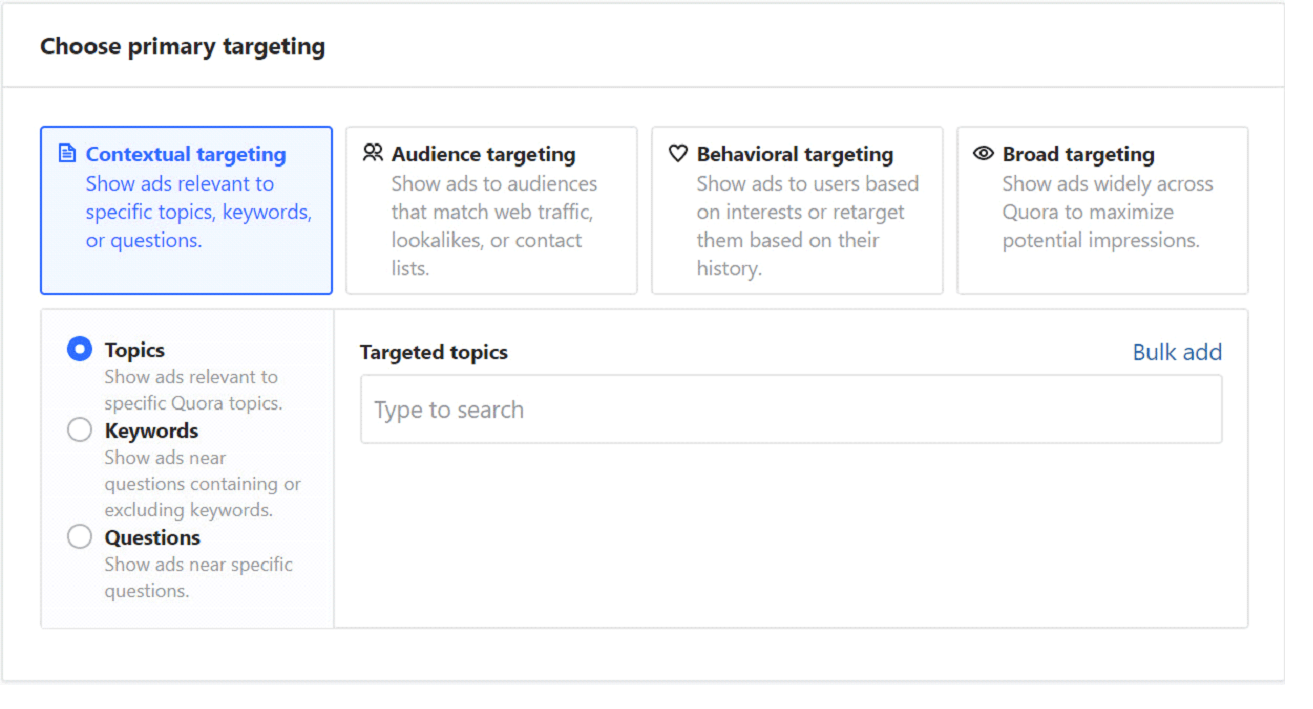 Quora ads contextual targeting