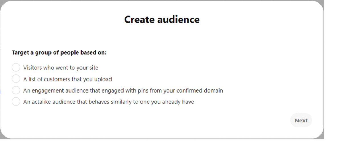 Pinterest create audience