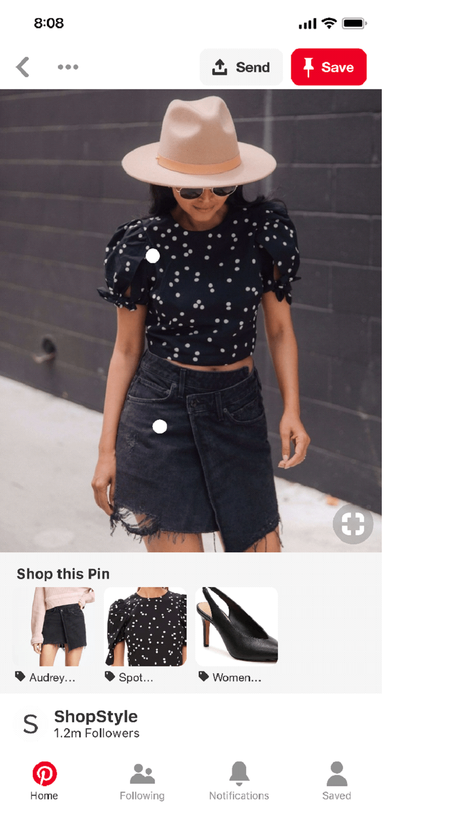 Online store representation on Pinterest