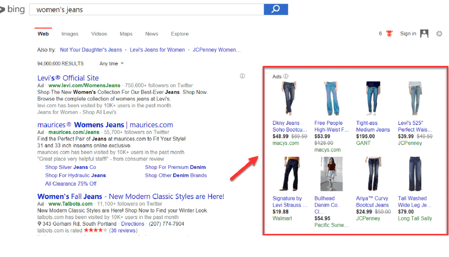 Bing shopping ads