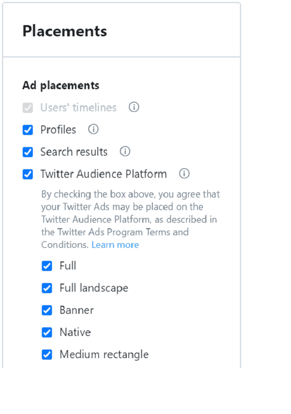 Twitter ad placements