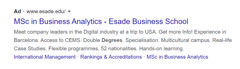 Google ads - Esade business school