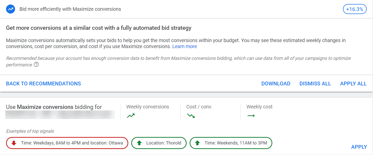 Automated bid strategy