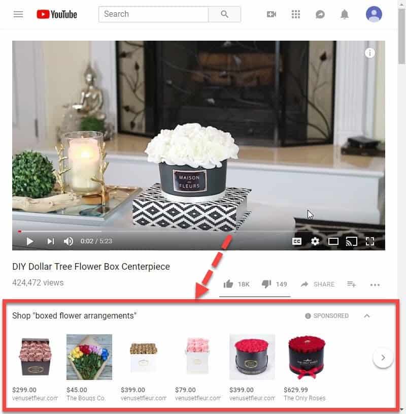 YouTube ads - boxed flower arrangements