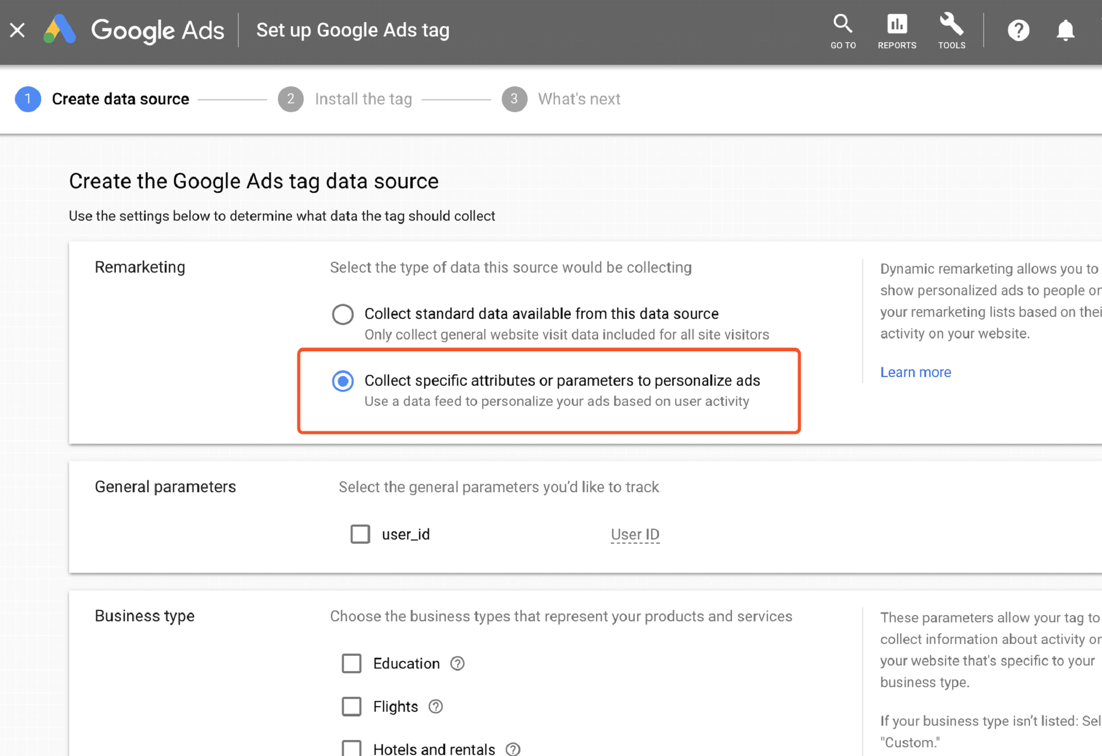 Google Ads Remarketing Tag