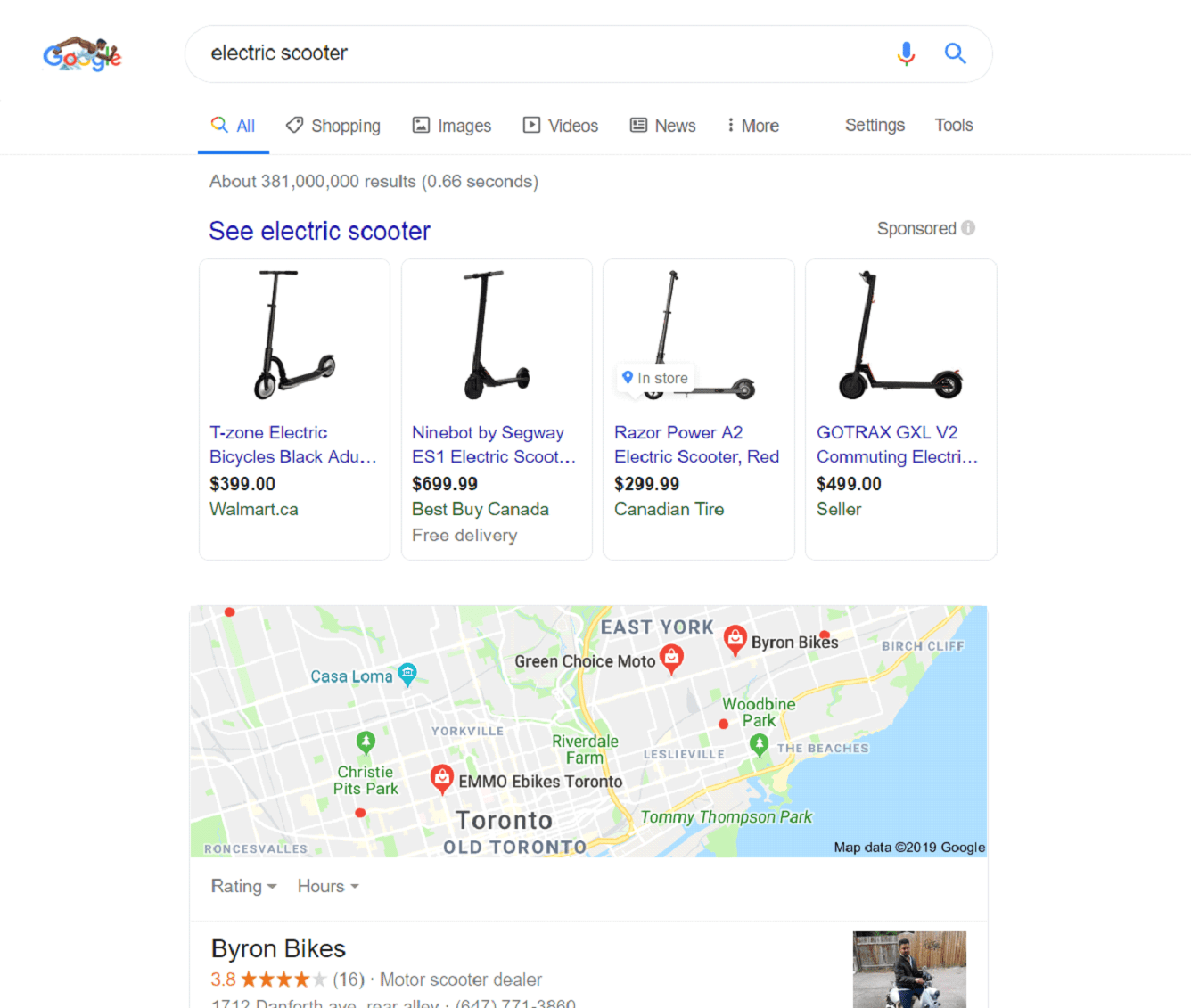 Google Shopping Ads - electric scooter