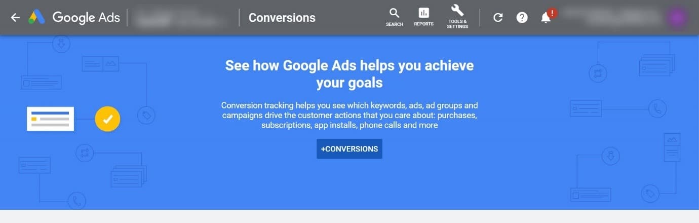 google ads conversion setup dashboard