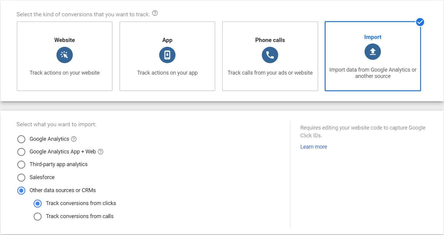google ads import conversions from other sources