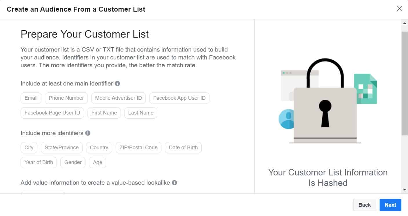 prepare your customer list - create an audience from a customer list 