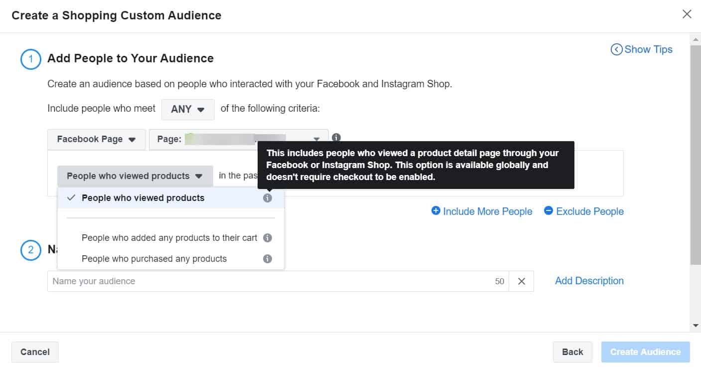 people who viewed products - create a shopping custom audience - facebook ads