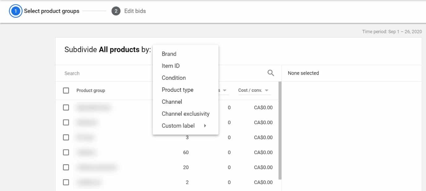 segment product groups in google shopping 