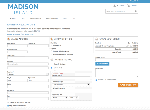 complicated checkout flow form