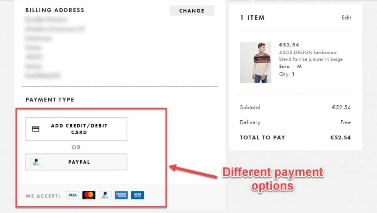 different payment options