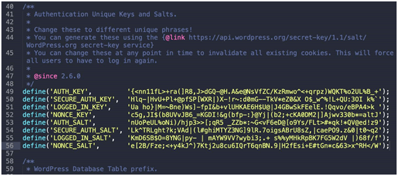 WordPress security keys