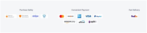 logos from major payment processors and credit cards