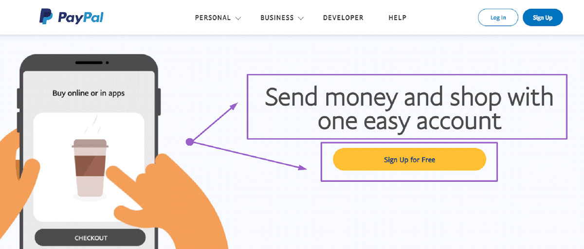 paypal landing page CTA