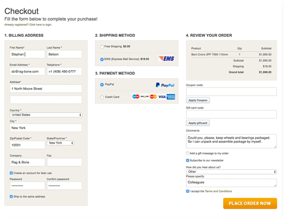 long and complicated checkout process