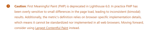 Google's announcement that FMP should be replaced with LCP due to being overly sensitive to small differences in the page load