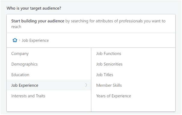 example of linkedIn ads targeting people based on a company