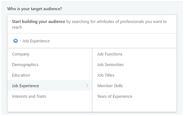 using linkedin ads to target people based on industry, company, company size, position or job seniority