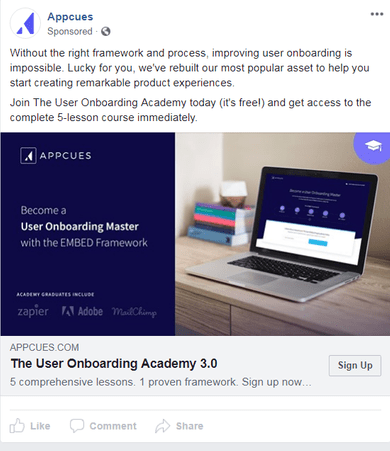 the transition part of primary text facebook ad copy