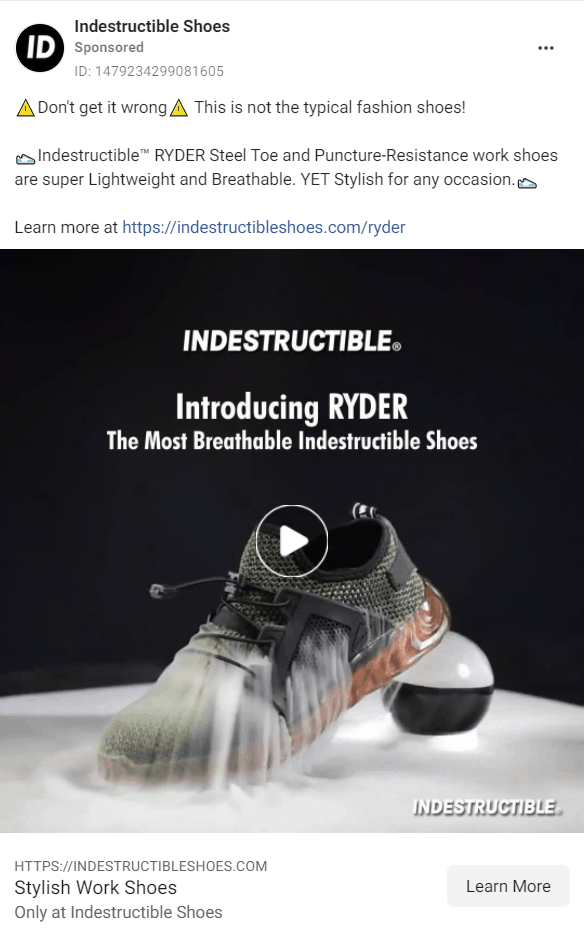 facebook ad copy highlighting unique value prop