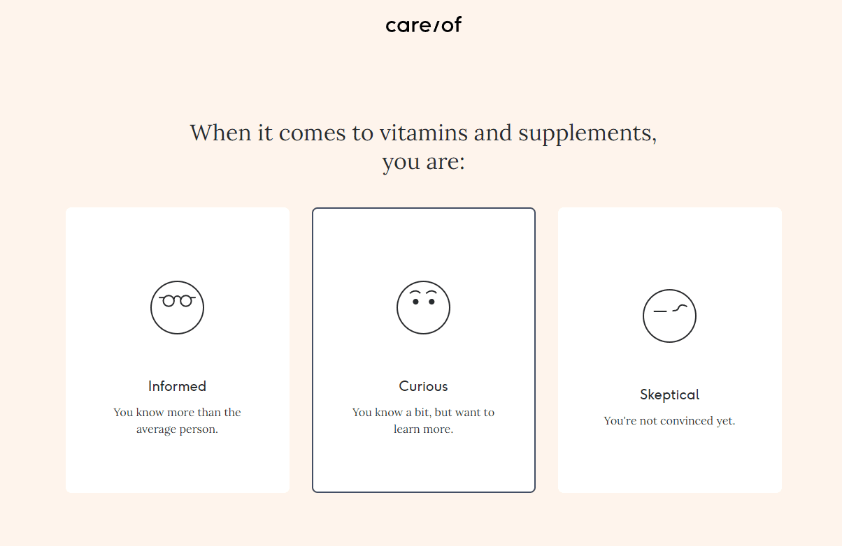 care/of quiz funnel example