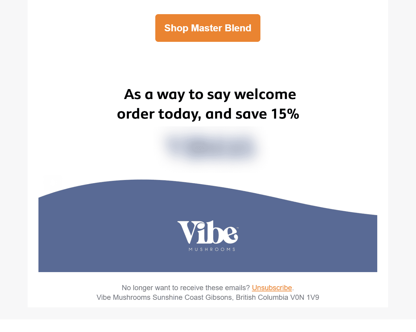 personalized welcome email with a discount